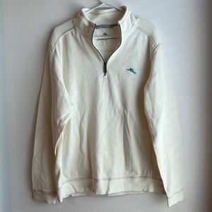 Tommy Bahama- White- Tabago Bay Half-Zip Sweatshirt -L